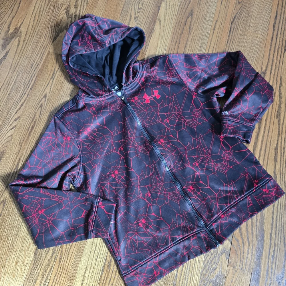 Under Armour Kids Spider Web Hoodie - Gray and Red-Medium